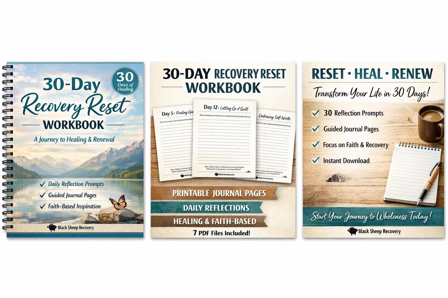 30 Day Sobriety Reset Workbook | Addiction Recovery Printable | Recovery Journal | Healing Reflection Guide