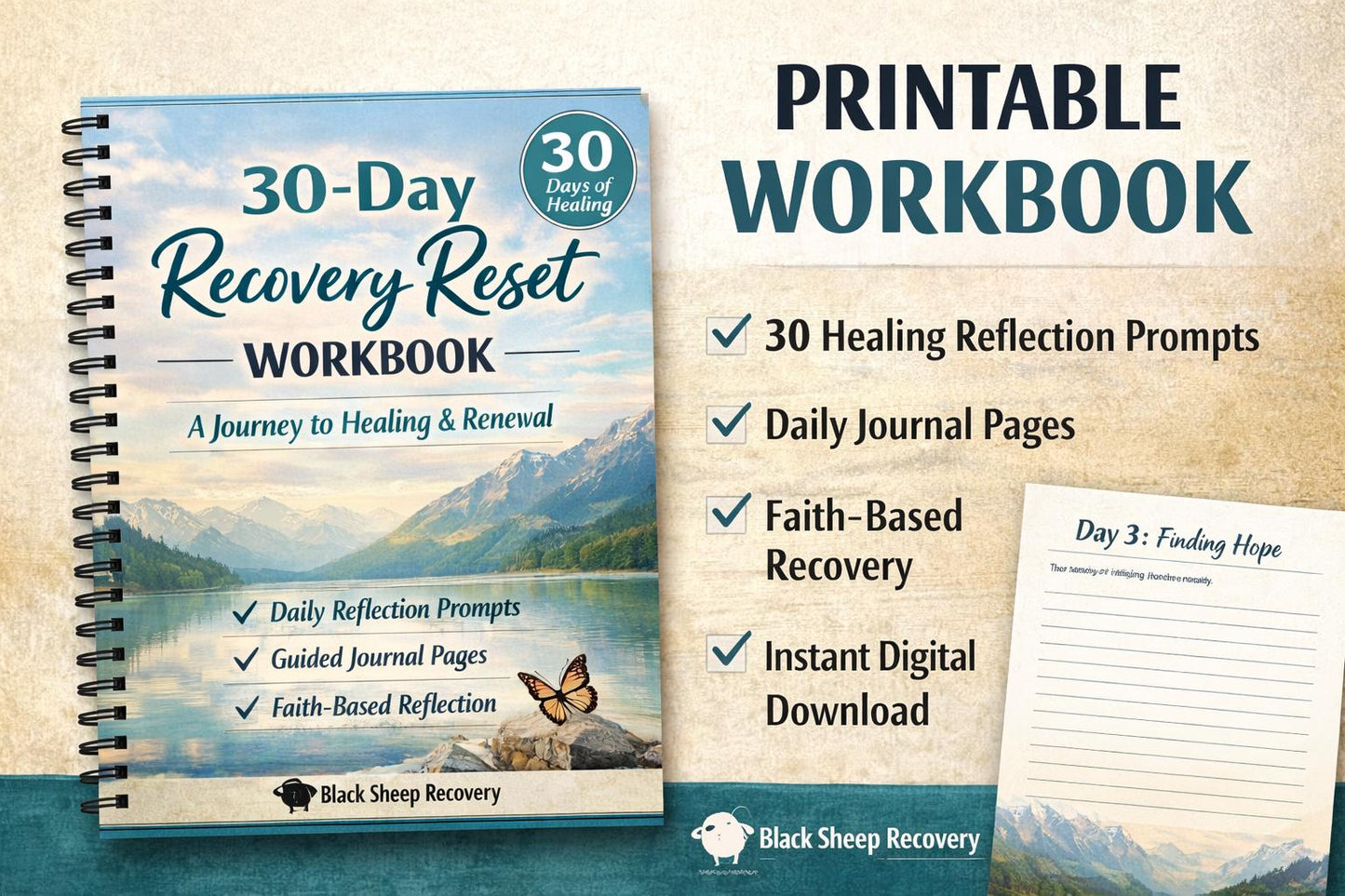 30 Day Sobriety Reset Workbook | Addiction Recovery Printable | Recovery Journal | Healing Reflection Guide