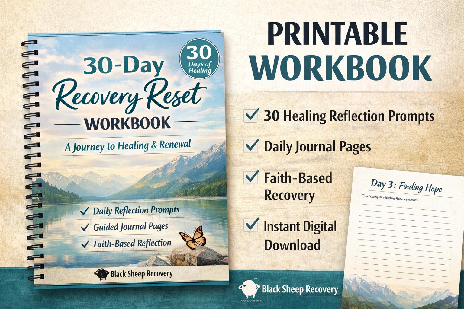 30 Day Sobriety Reset Workbook | Addiction Recovery Printable | Recovery Journal | Healing Reflection Guide
