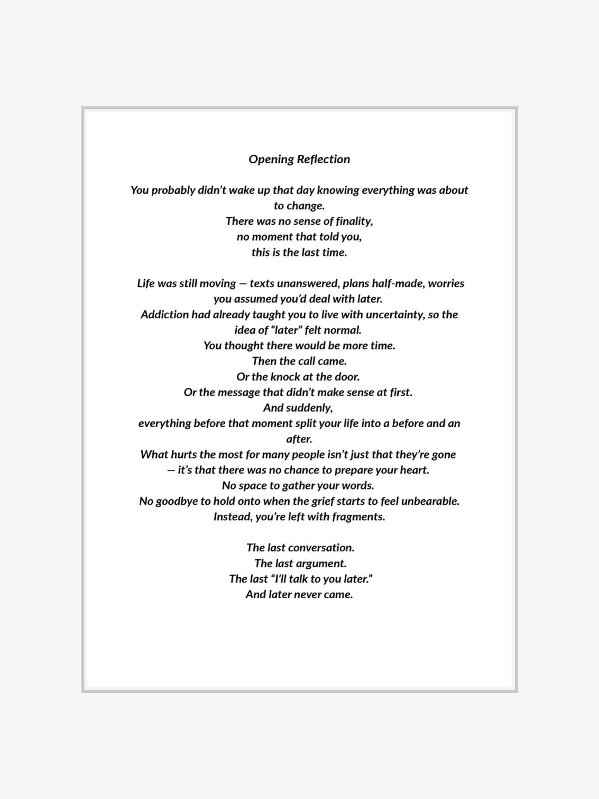 Grief and Addiction Healing Workbook | Recovery Reflection Journal Without Goodbye